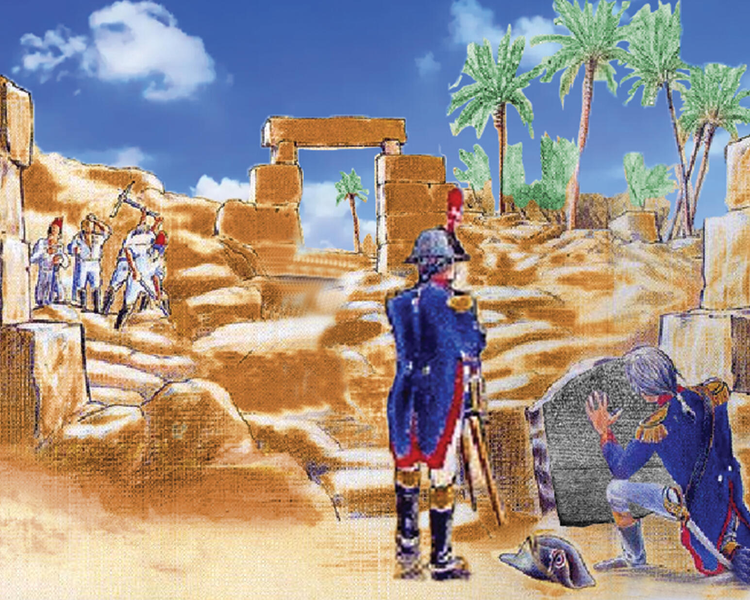 Unearthing of the Rosetta Stone